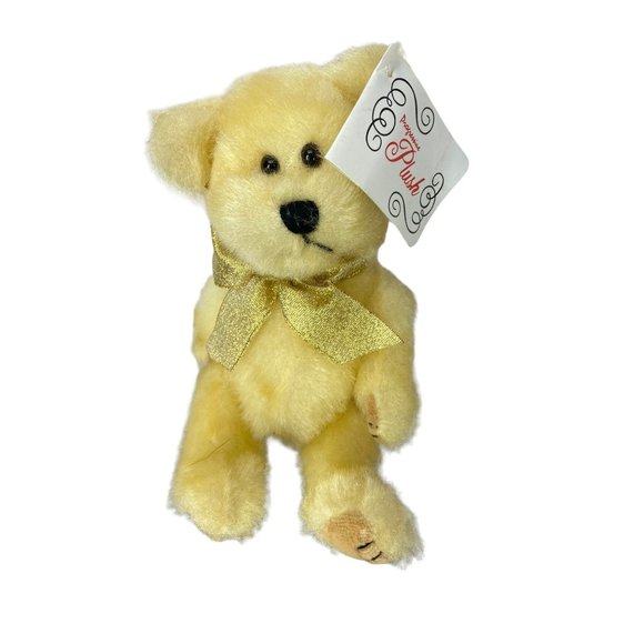 Progressive Plush Yellow Tan Furry Jointed‎ Teddy Bear Stuffed Animal 9" - Picture 1 of 7